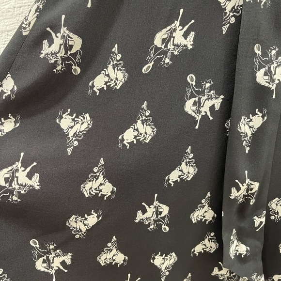 Re/Done 60s Cowboy Printed Bow Silk Dress - Picture 4 of 7